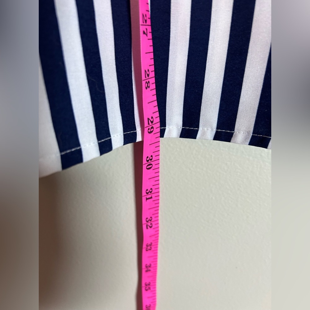 Bloomchic Striped Notched Collar Lantern Sleeve Blouse Blue/White Size 18- 20 2X - Picture 8 of 8
